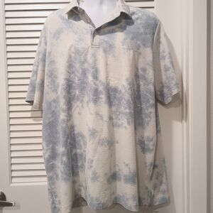 Adidas Men's Blue and White Yie Dye Shirt Polo Golf Shirt Size XXL